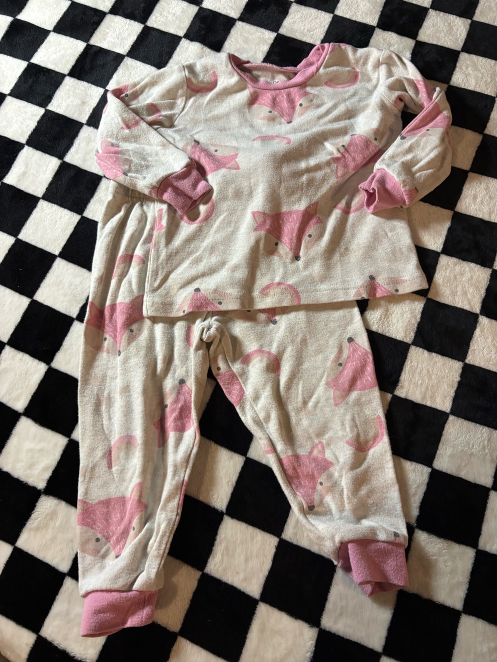 2T Kids Pink Fox Print Pajama Set